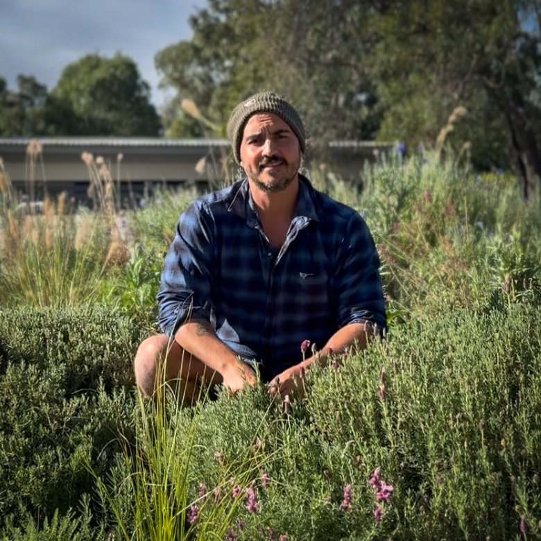 Steve Hicks, Cherry Lane Design and Horticulture, in a planted display garden